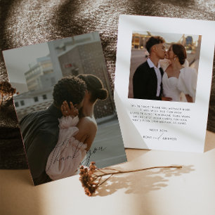 Carte de remerciement photo plate à script minimal