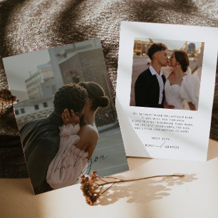 Carte de remerciement photo plate à script minimal