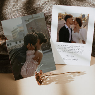 Carte de remerciement photo plate à script minimal