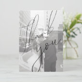 Carte de remerciement photo plate avec script mini (Debout devant)