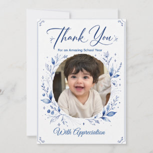 Carte de remerciement photo pour enseignant Fleuri