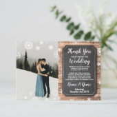 Carte de remerciement Photo Rustique Flocons de ne (Debout devant)