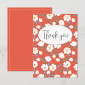 Carte de remerciement plat floral orange (Devant / Derrière)