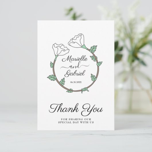 Carte de remerciement plat pour alliance florale d (Debout devant)