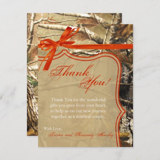 Carte de remerciement plate 4x5 chasseurs Camoflou (Devant / Derrière)