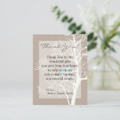 Carte de remerciement plate 4x5 Grise Arbre et Ois (Debout devant)