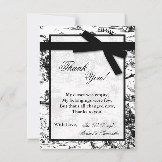 Carte de remerciement plate 4x5 imprimée sur tissu (Devant)