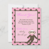 Carte de remerciement plate 4x5 singe chaussette r (Devant)