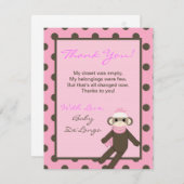 Carte de remerciement plate 4x5 singe chaussette r (Devant / Derrière)