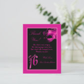 Carte de remerciement plate 4x5 Sweet 16 rose noir (Debout devant)