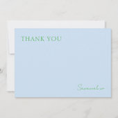 Carte de remerciement plate à monogramme bleu vert (Devant)