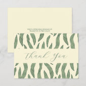 Carte de remerciement plate à motif de feuilles él (Devant / Derrière)