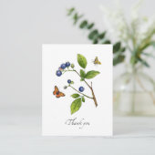 Carte de remerciement plate à motif de myrtilles a (Debout devant)