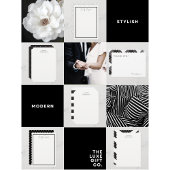 Carte de remerciement plate à taches noir et blanc