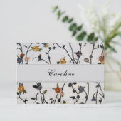 Carte de remerciement plate aux vignes brodées (Debout devant)