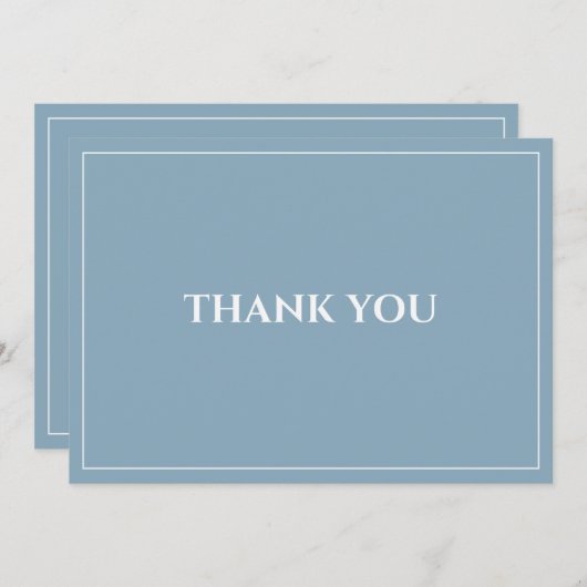 Carte de remerciement plate bleue poussiéreuse mod (Devant / Derrière)