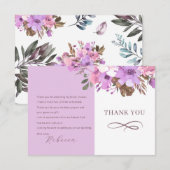 Carte de remerciement plate élégante florale pour  (Devant / Derrière)