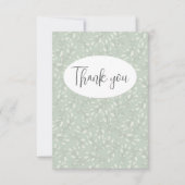 Carte de remerciement plate feuille verte abstrait (Devant)