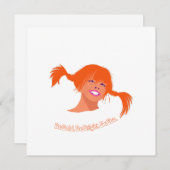 Carte de remerciement plate fille à queue de cheva (Devant / Derrière)