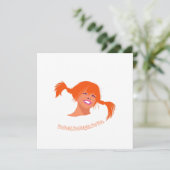 Carte de remerciement plate fille à queue de cheva (Debout devant)