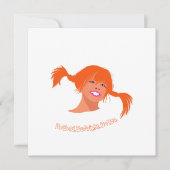 Carte de remerciement plate fille à queue de cheva (Devant)