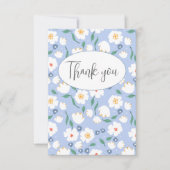 Carte de remerciement plate florale bleue (Devant)
