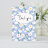 Carte de remerciement plate florale bleue (Debout devant)