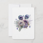 Carte de remerciement plate florale de paon élégan (Dos)