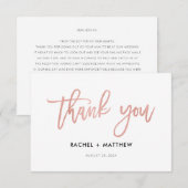 Carte de remerciement plate glamour or rose écritu (Devant / Derrière)