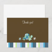 Carte de remerciement plate marron moderne Turtle (Devant / Derrière)