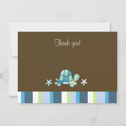 Carte de remerciement plate marron moderne Turtle (Devant)