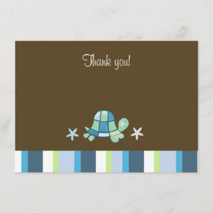 Carte de remerciement plate marron moderne Turtle