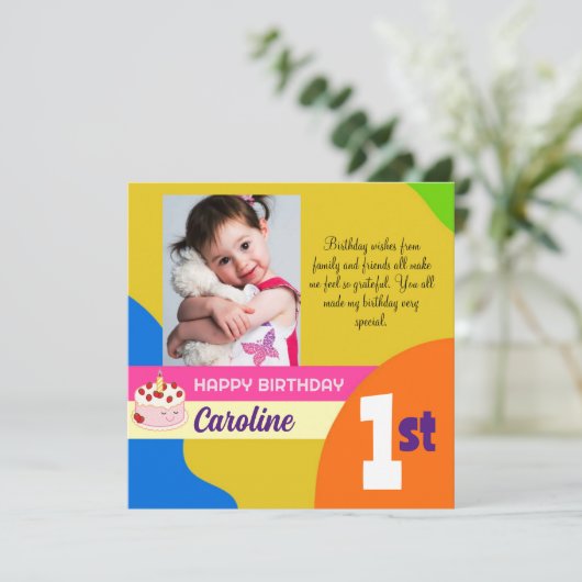 Carte de remerciement plate personnalisée avec pho (Debout devant)