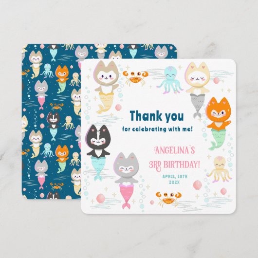 Carte de remerciement plate pour 3ème anniversaire (Devant / Derrière)