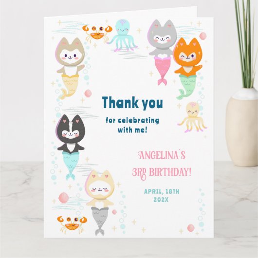 Carte de remerciement plate pour 3ème anniversaire (Devant)