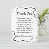 Carte de remerciement plate pour baby shower thème (Debout devant)