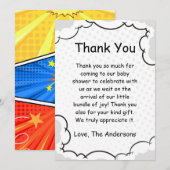 Carte de remerciement plate pour baby shower thème (Devant / Derrière)