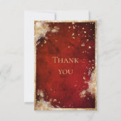 Carte de remerciement plate rouge or rustique (Devant)