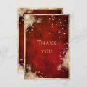 Carte de remerciement plate rouge or rustique (Devant / Derrière)