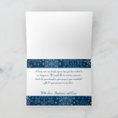 Carte de remerciement pliée étoiles bleues et floc (Intérieur)