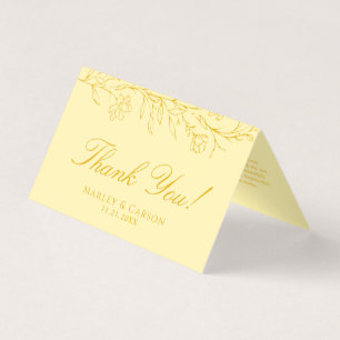 Carte de remerciement pliée jaune floral pour mari