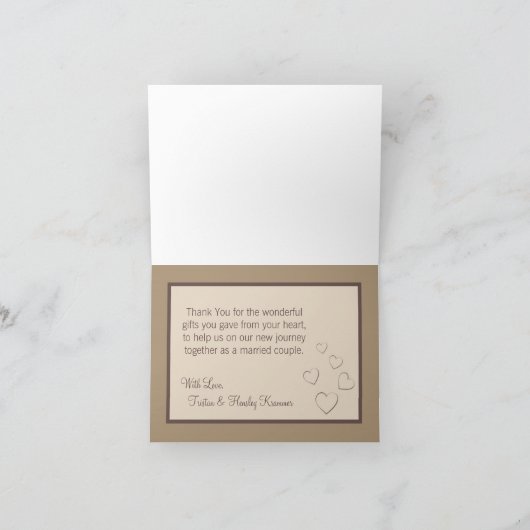 Carte de remerciement pliée mariage oiseaux mariée (Intérieur)