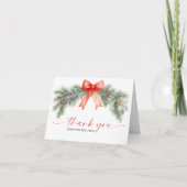 Carte de remerciement pliée Noël Ruban Rouge (Devant)