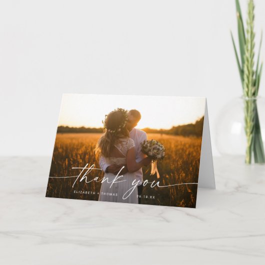 Carte de remerciement pliée pour photo de mariage  (Devant)