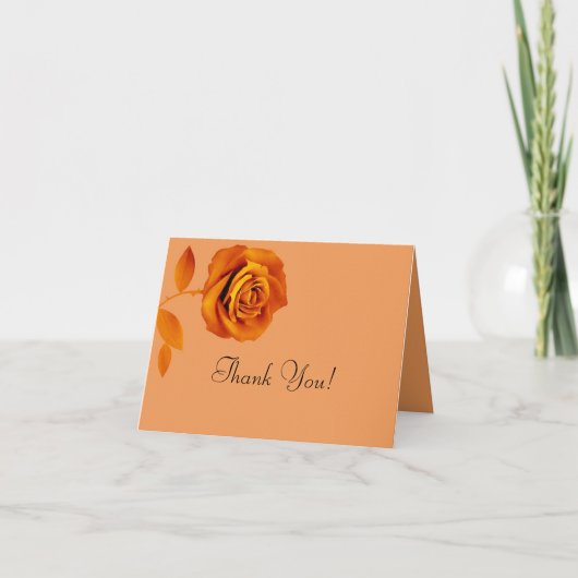 Carte de remerciement pliée Rose orange brûlé (Devant)