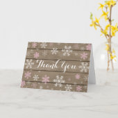 Carte de remerciement pliée rustique d'hiver floco (Fleur jaune)