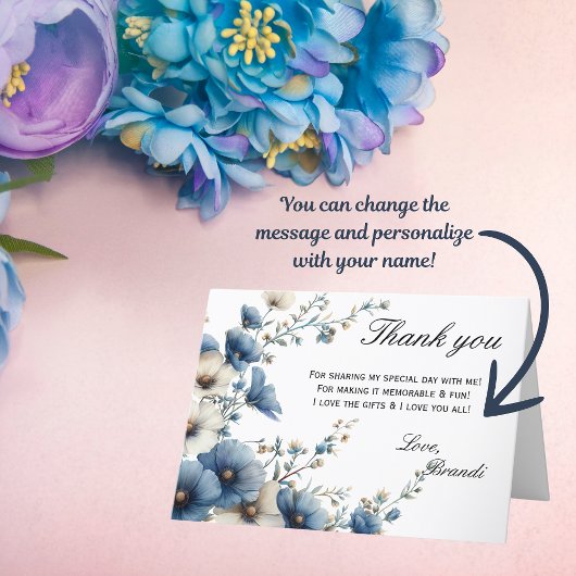 Carte de remerciement pliée Something Blue Before