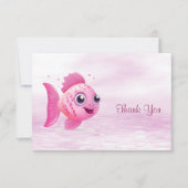 Carte de remerciement Poisson Rose (Devant)