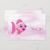 Carte de remerciement Poisson Rose (Devant / Derrière)