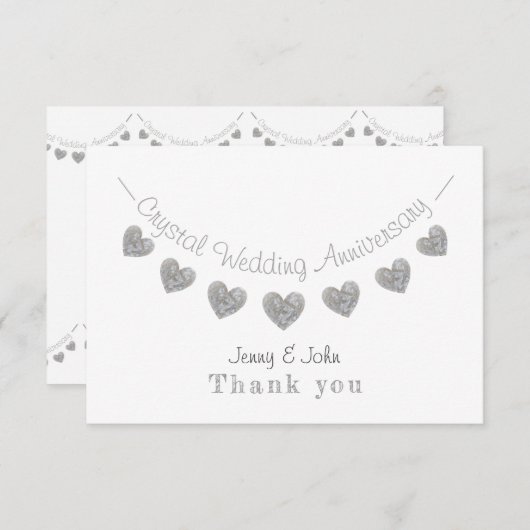 Carte de remerciement pour 15 ans de mariage en cr (Devant / Derrière)